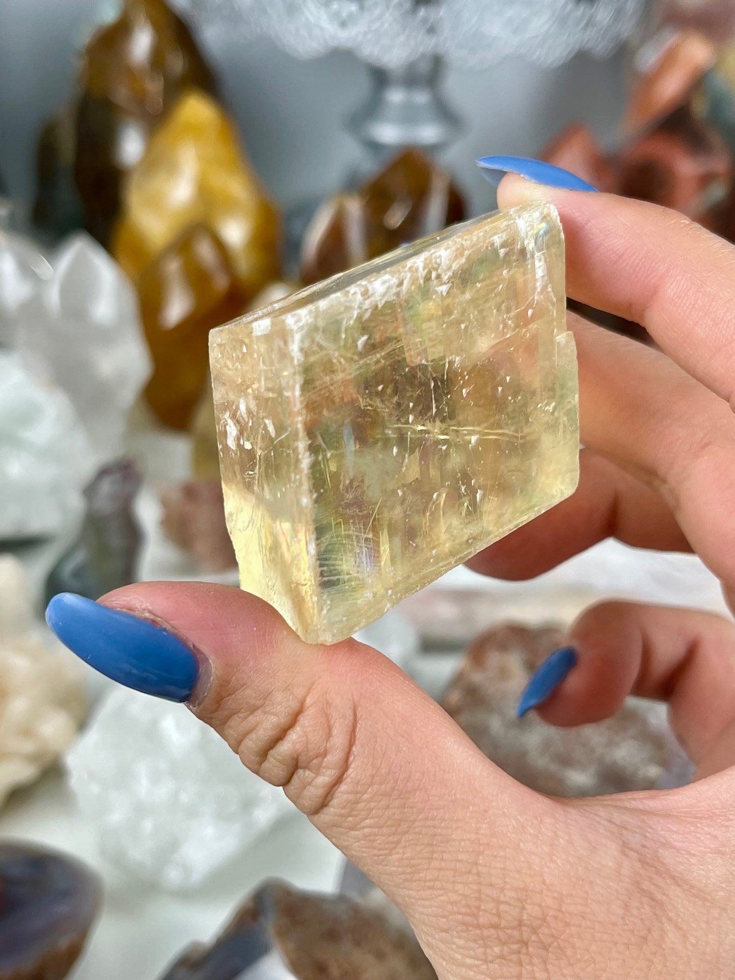 Yellow Optical Calcite Cube