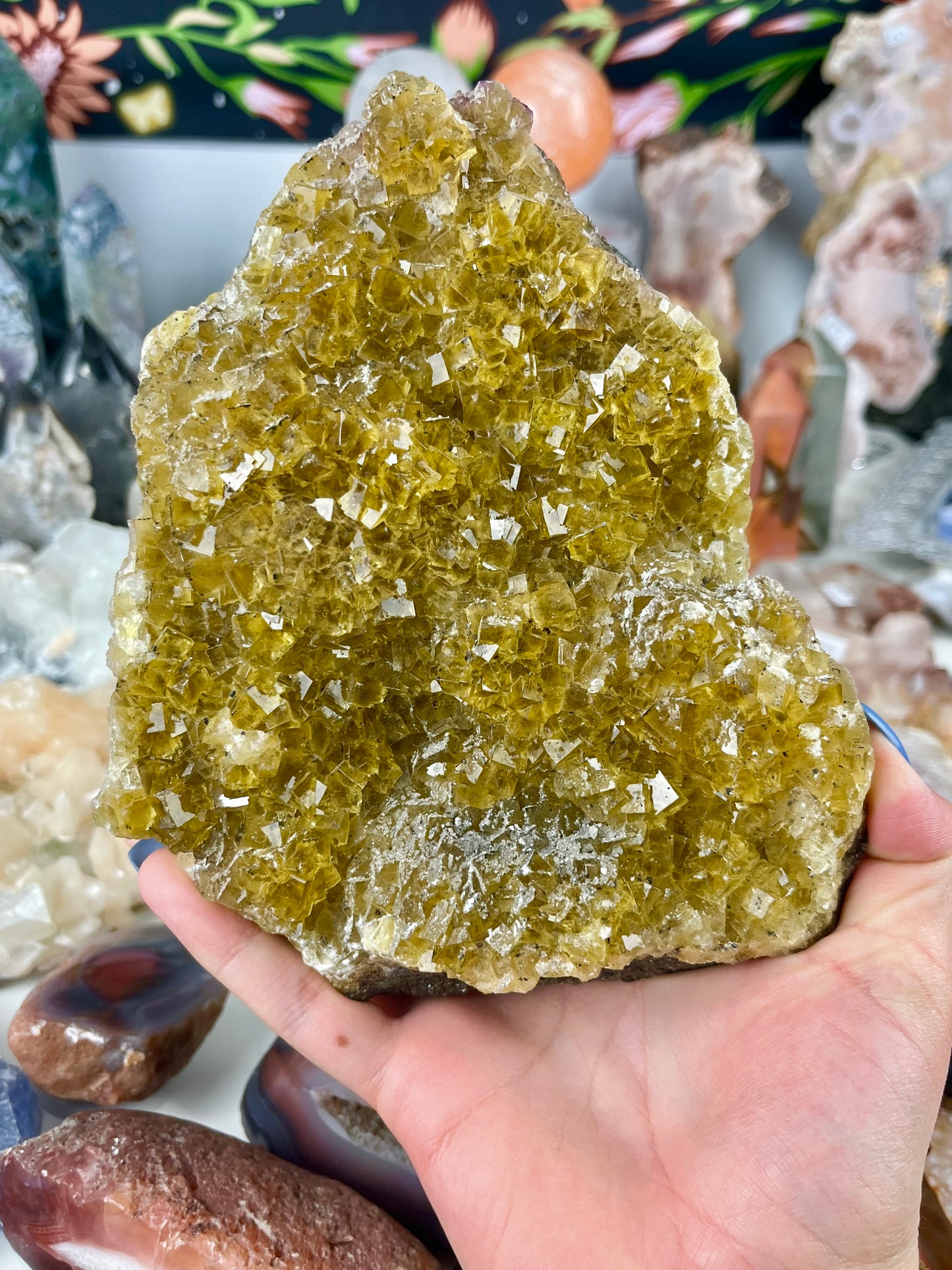 XL Yellow Cubic Fluorite with Galena and Pyrite