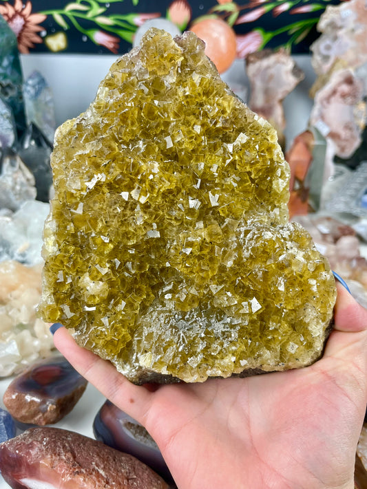 XL Yellow Cubic Fluorite with Galena and Pyrite