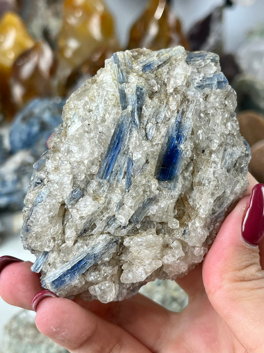 Blue Kyanite in Quartz with Garnet