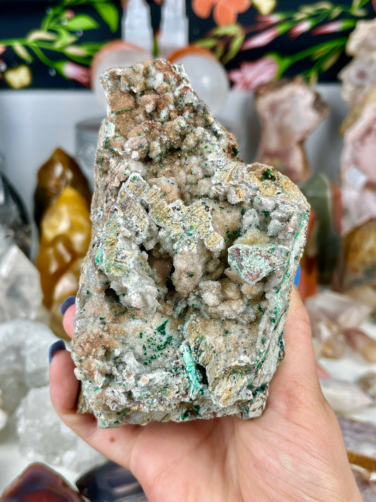 Druzy Dolomite, Salrose, Malachite & Chrysocolla Specimen