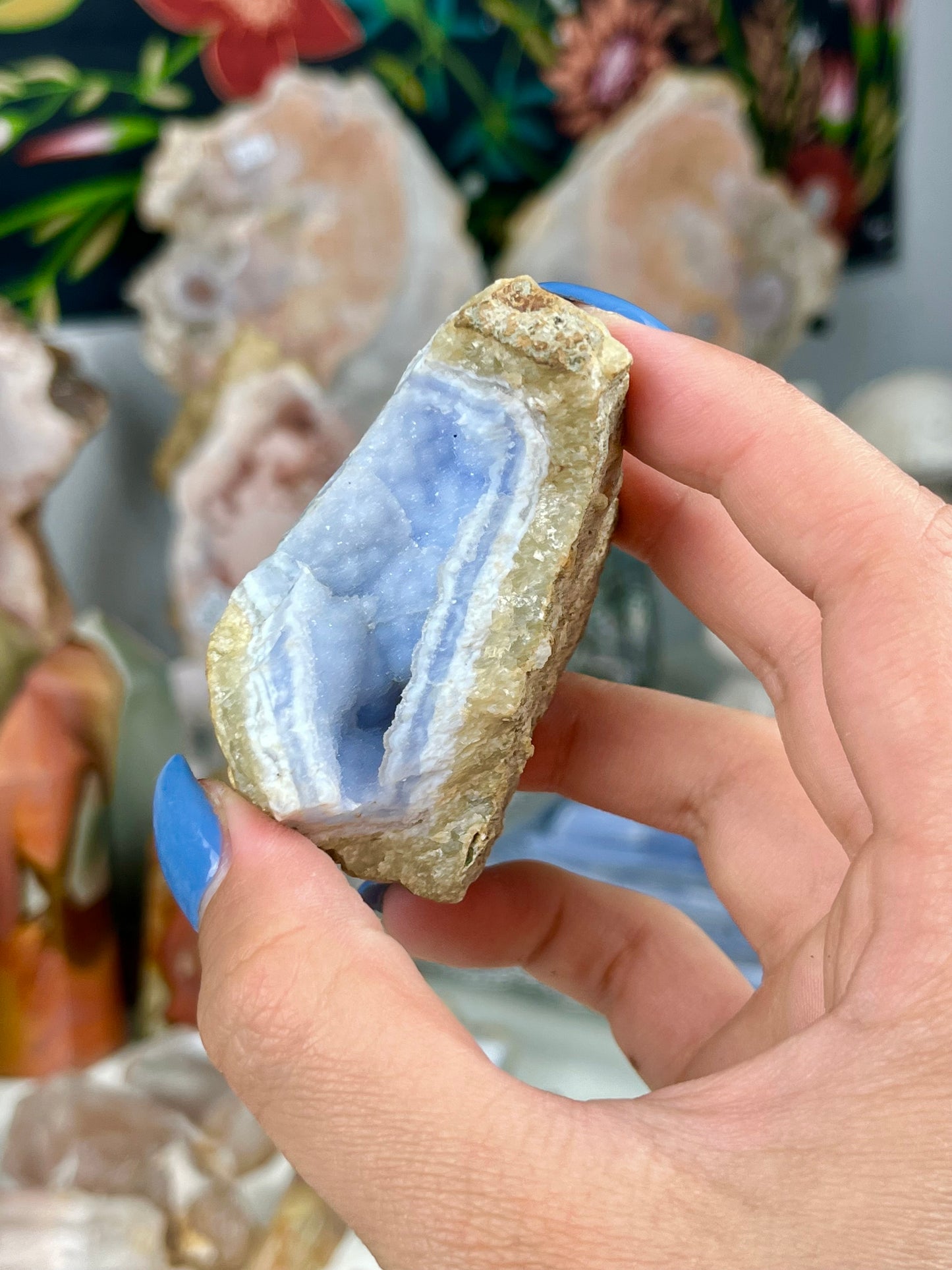 Blue Lace Agate Druzy Geode