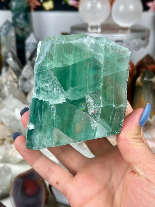 Green Fluorite Half Polished Freeform