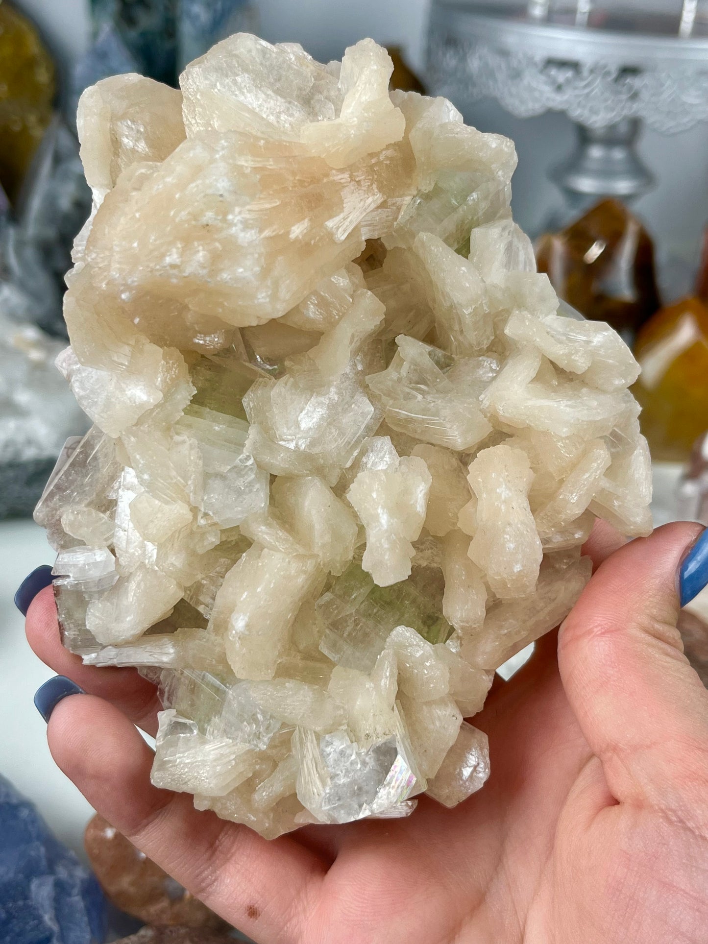 Green/Clear Apophyllite with Peach Stillbite