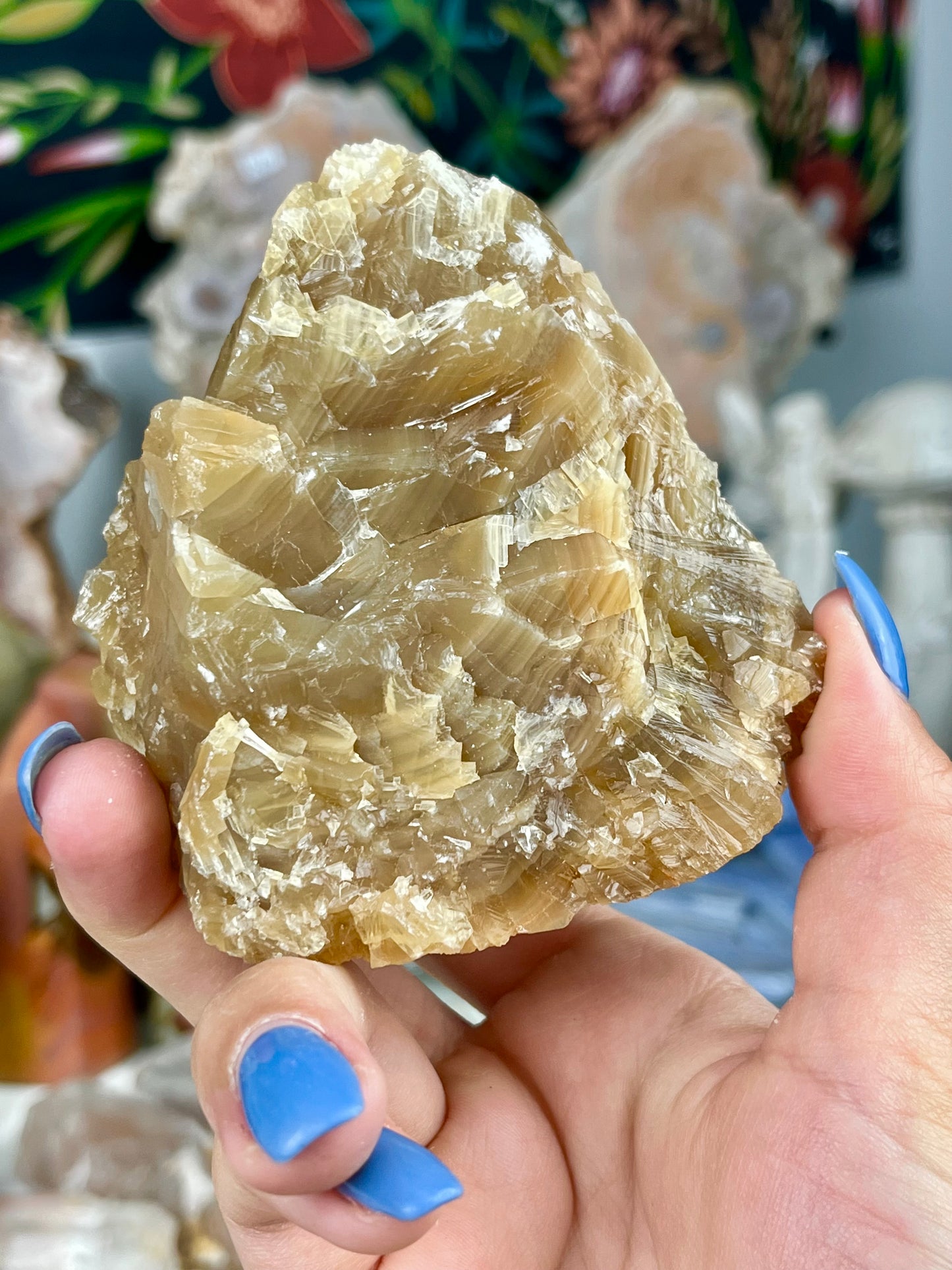 UV Reactive Raw Banded Honey Calcite