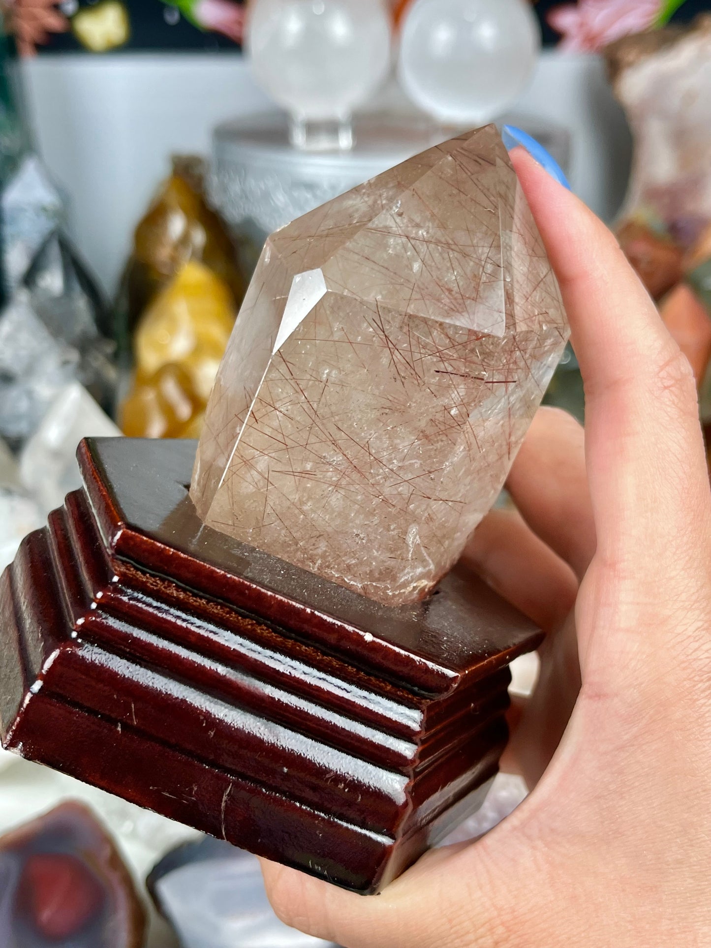 Red Rutile in Smoky Quartz