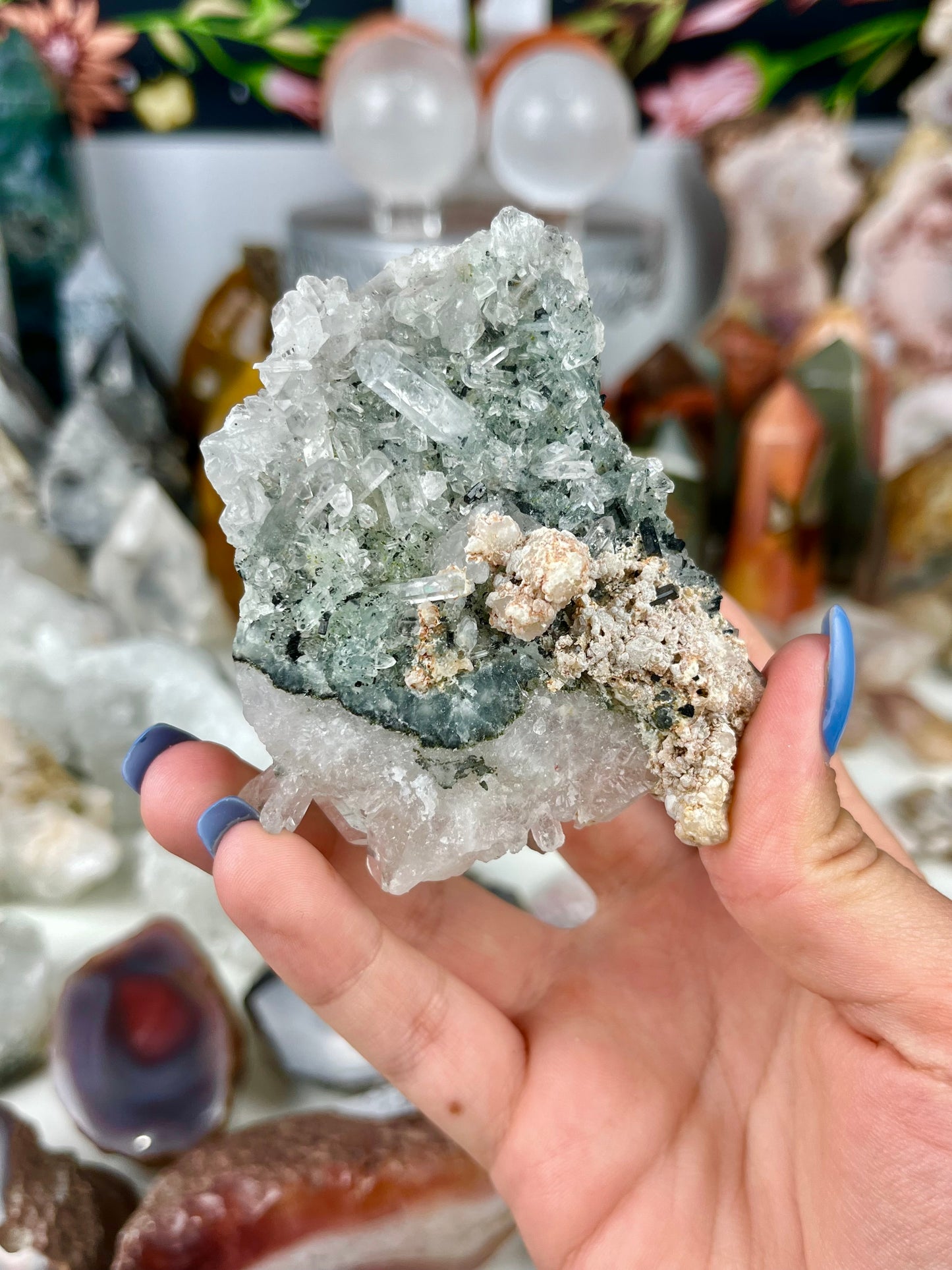 Prehnite in Epidote with Quartz