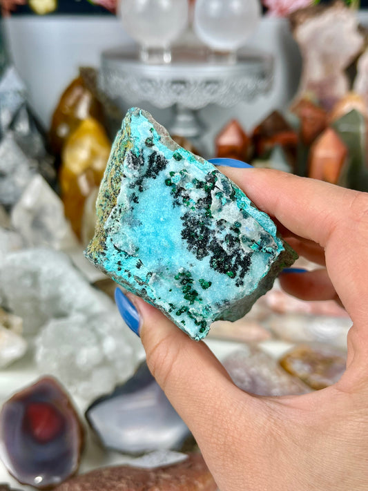 Chrysocolla with Dendritic Dolomite and Malachite