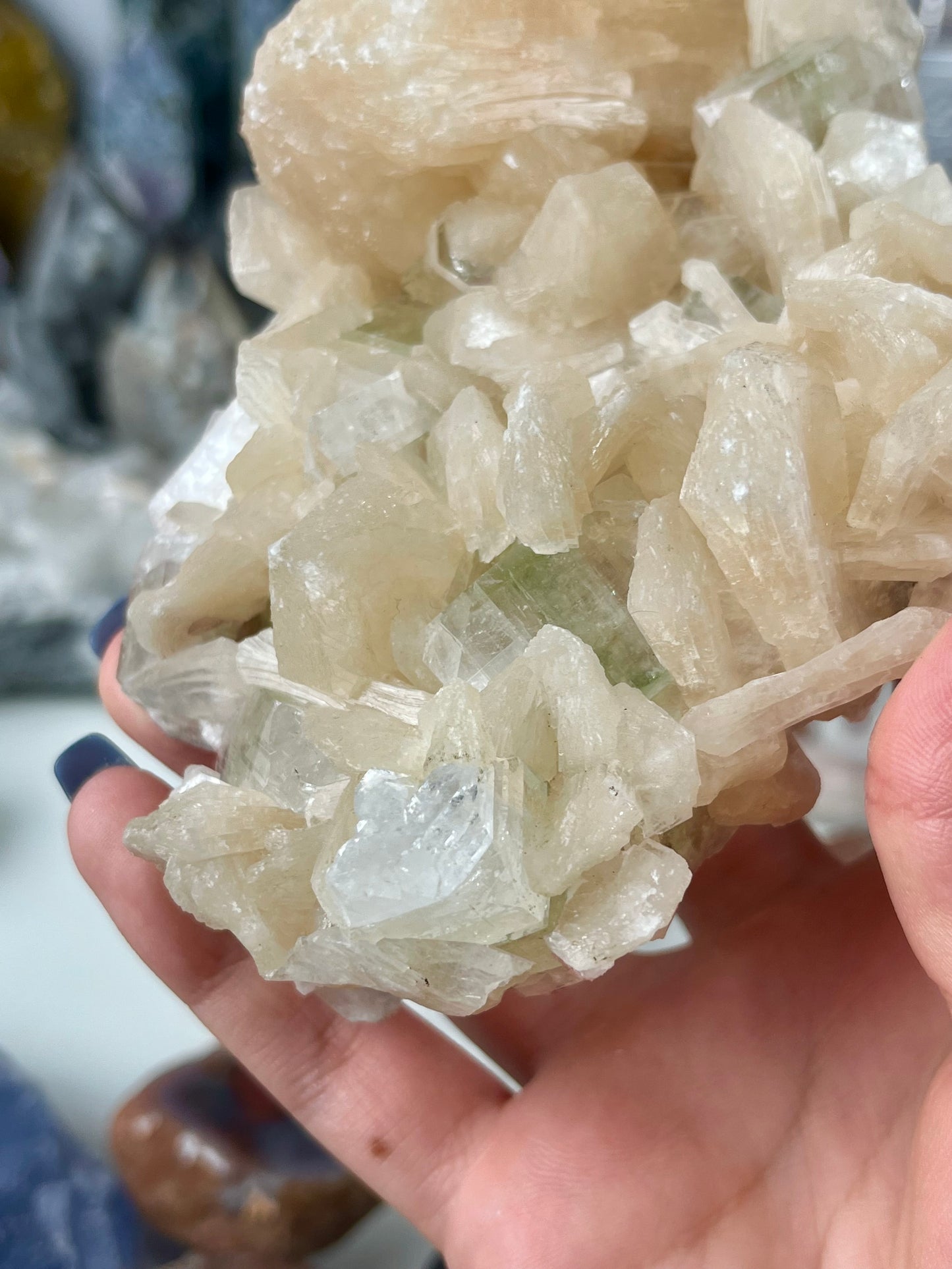 Green/Clear Apophyllite with Peach Stillbite