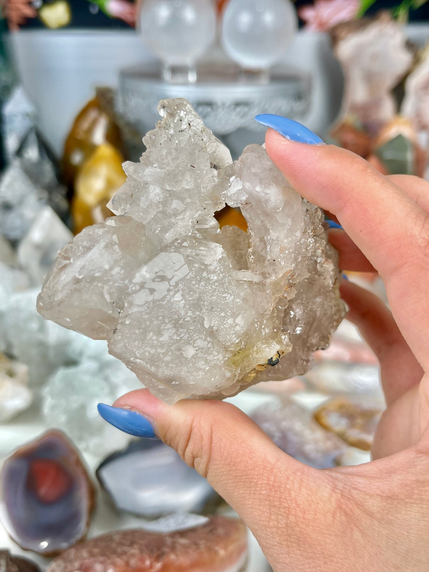 Exposed Golden Rutile in Quartz Cluster