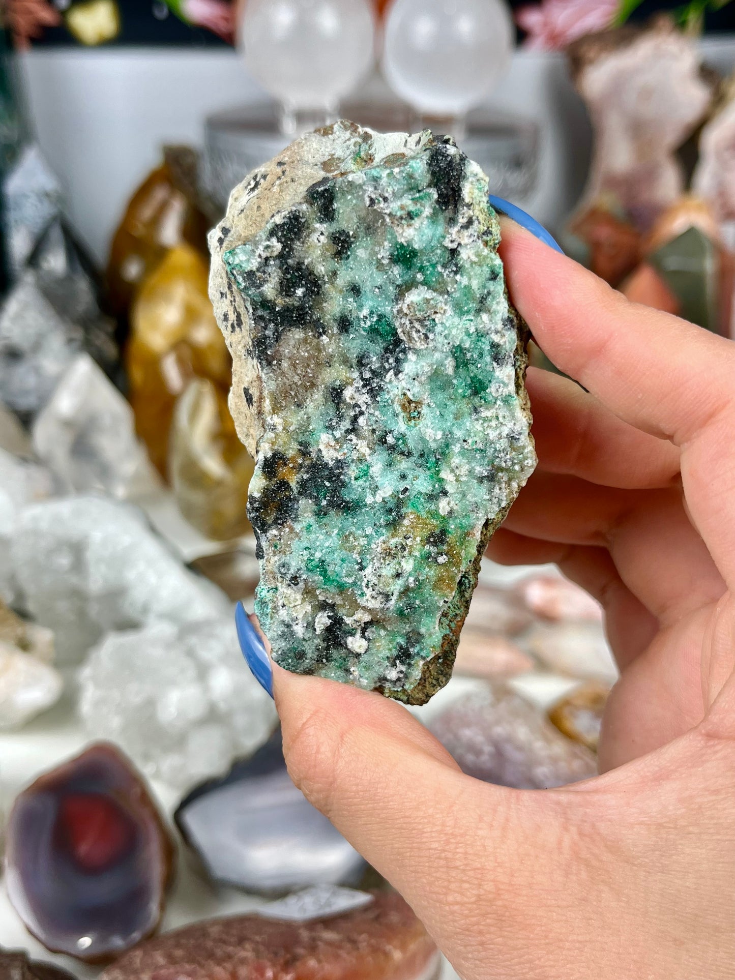 Chrysocolla with Dendritic Dolomite and Malachite